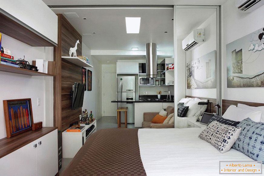 Design confortabil al unui apartament îngust de 27 de metri pătrați