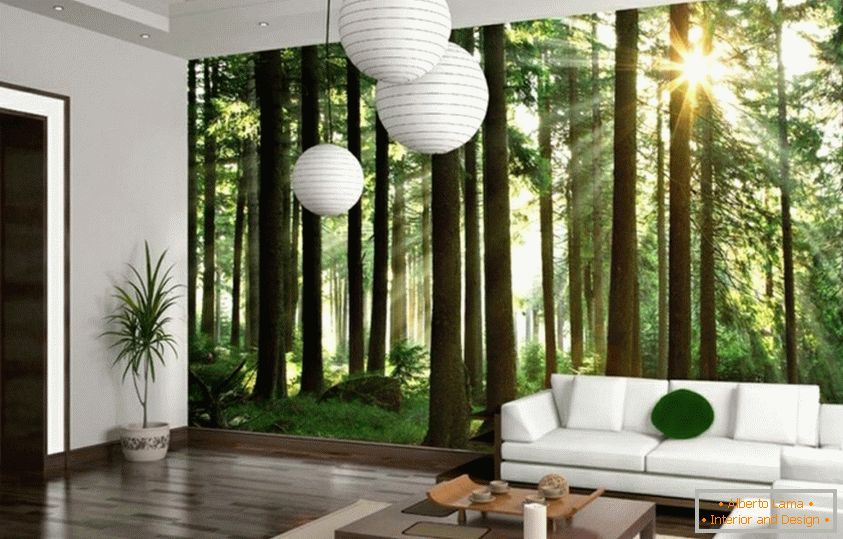 Wallpaper 3D într-un interior modern