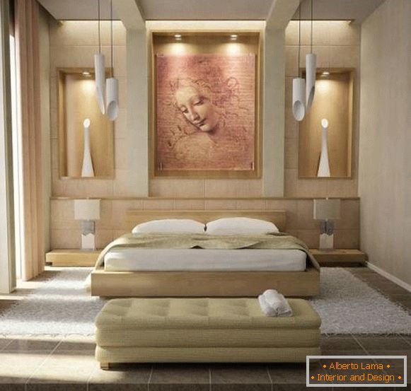 Designul inspirat al dormitorului cu lumini sculptate