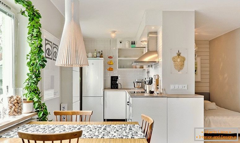 Bucătărie a unui mic apartament în Suedia