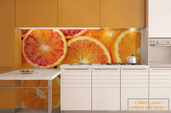 Imagini de fundal în interiorul bucătăriei - design cu fructe