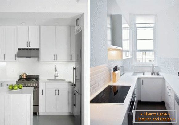 Bucătărie albă cu masă albă - fotografie în design interior