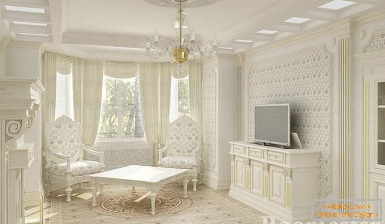Interior în stil Empire cu mobilier alb