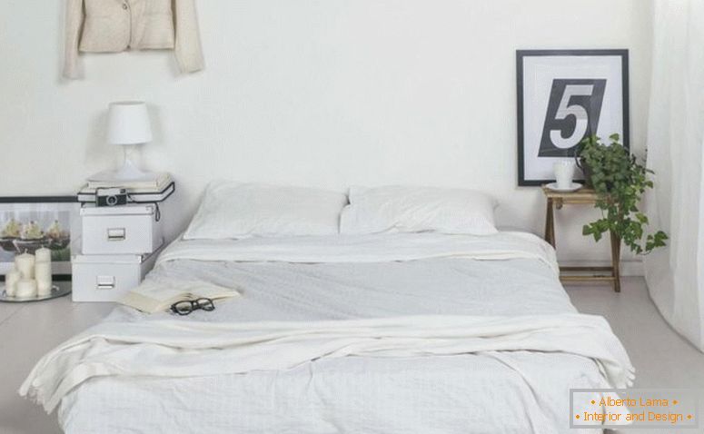 minimalist alb-dormitor-design-cu-podea-pat-si-mici-lemn-side-tabel