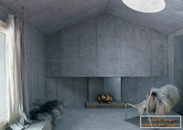 Interior interior minimalist al unei case din beton