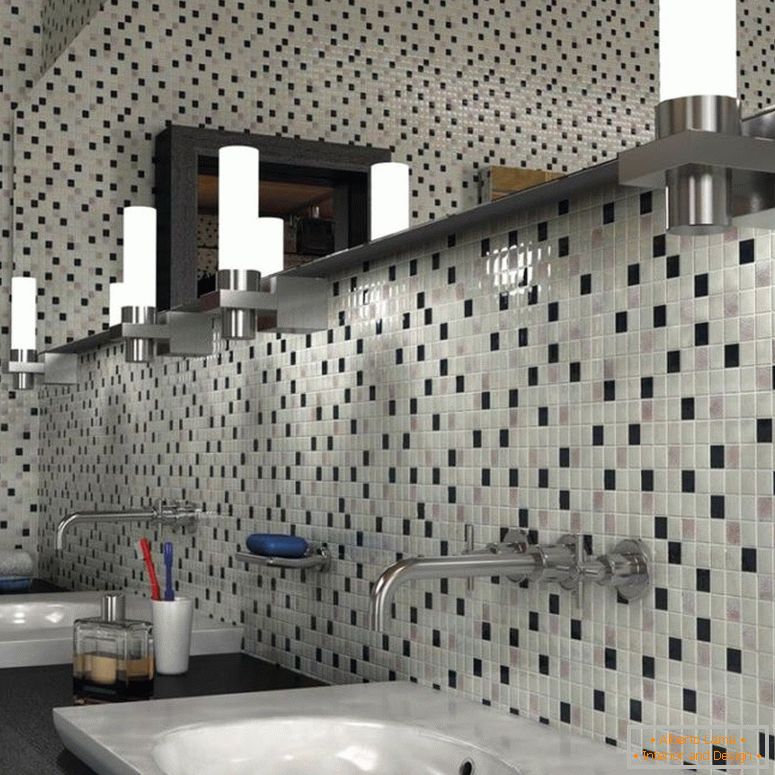 alb-alb-mozaic-in-decorare-cameră-baie