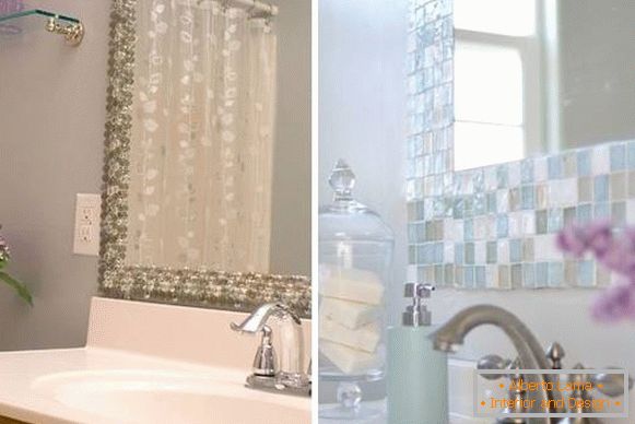Cum să decorezi pereții în baie - decorul oglinzii este mozaic