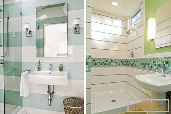 Placi de baie decorate în alb și verde
