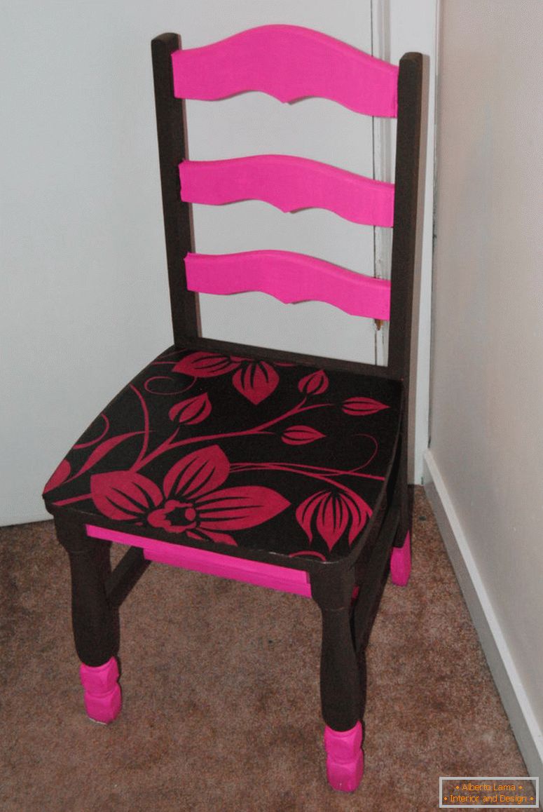 roz-și-brun-pictat-decoupage-scaun