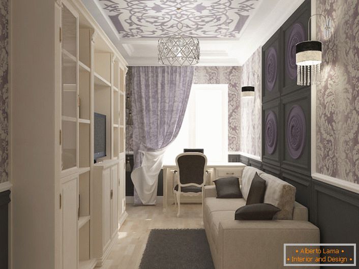 Un exemplu de realizare a unui salon în stil Art Deco într-un apartament mic.