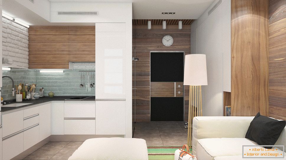 Design interior al unui mic apartament în culori deschise - фото 5