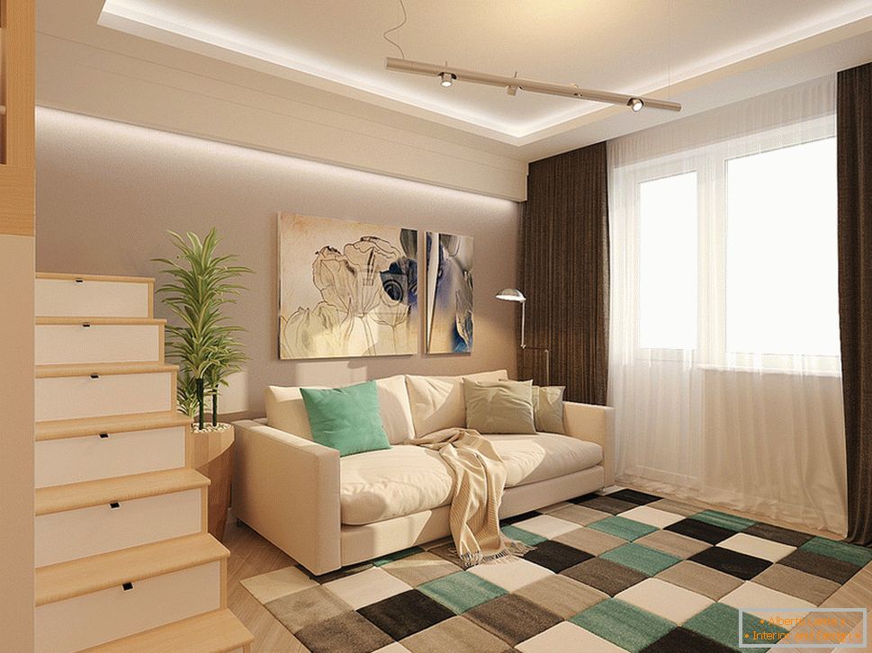 Design interior al unui mic apartament pe două nivele - фото 2