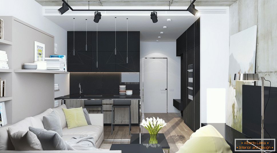 Designul interior al unui apartament mic în tonuri gri - фото 6