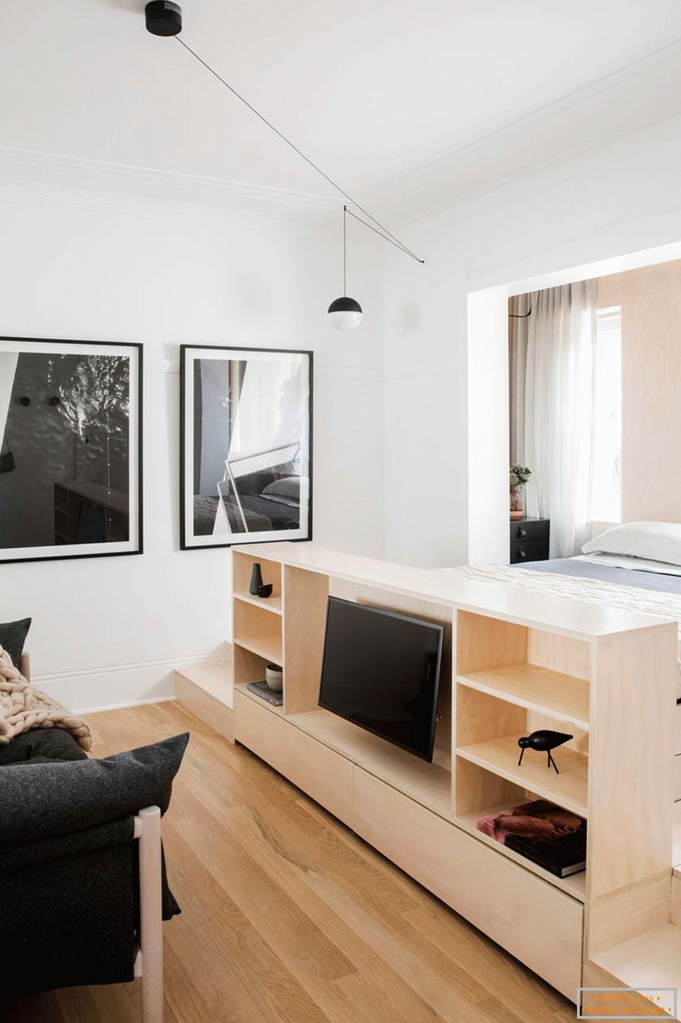 Design interior al unui apartament mic din Sydney - телевизор