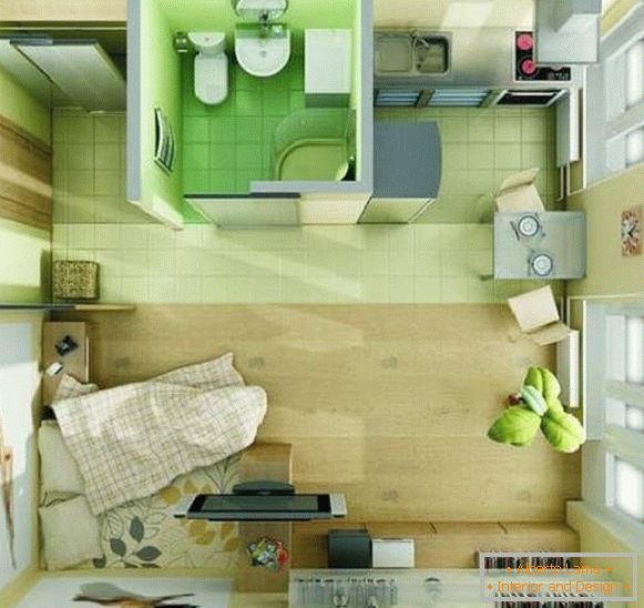 designul unui mic apartament cu o cameră, fotografia 28