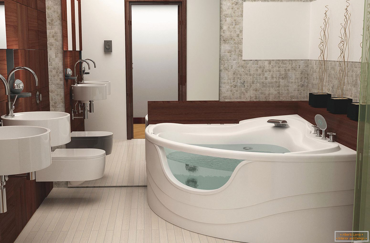 Design interior superb al unei mici cadă de baie