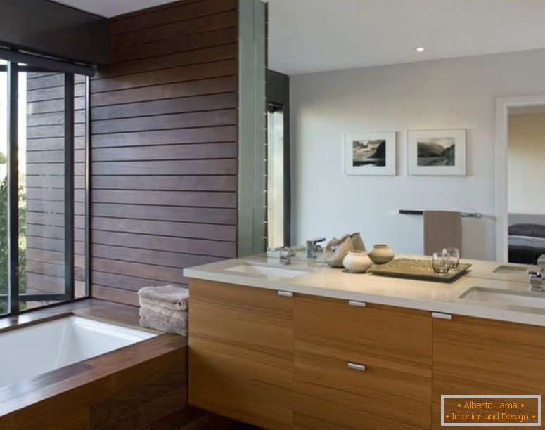 decoration-ideas-interior-adorable-ideas-in-decorating-baie de interior-design-with-cherry-wood-bath-vanity-and-under-mount-sink-with-chrome-faucet-also-rectangular-soaking-bathtub-in-parquet-floori