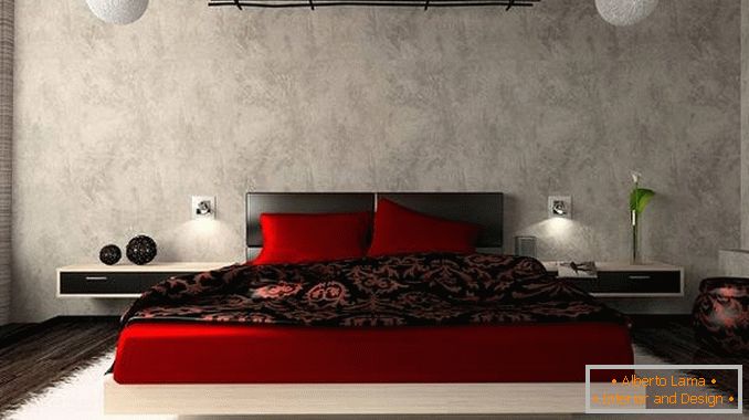 designul dormitorului roșu, fotografia 10