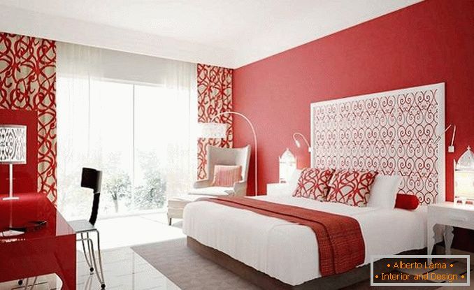 designul dormitorului roșu, fotografia 13
