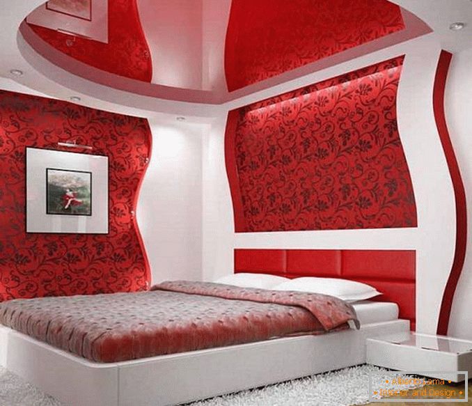 roșu alb design dormitor, fotografie 14