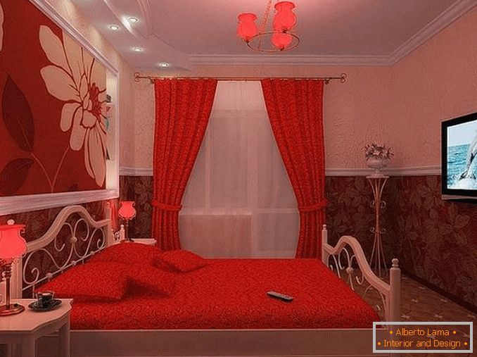 roșu alb design dormitor, fotografie 15