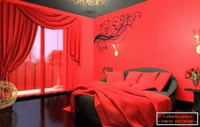 designul dormitorului negru-roșu, fotografia 19