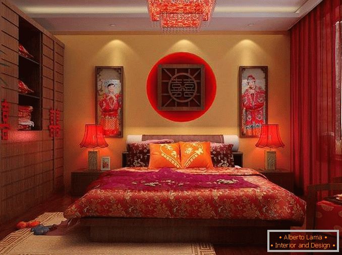 designul dormitorului în fotografie roșie, foto 2