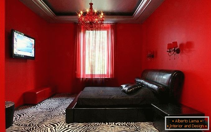 designul dormitorului negru și roșu, fotografia 20