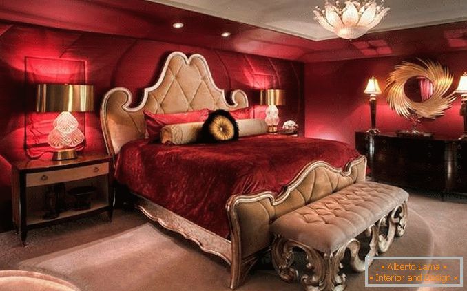 designul dormitorului roșu, fotografia 23