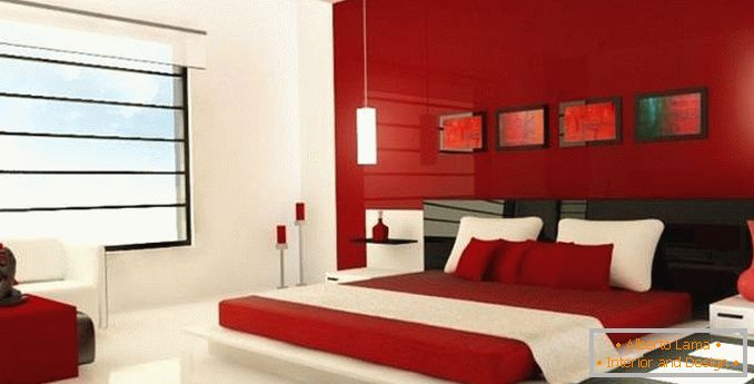 designul dormitorului roșu, fotografia 24