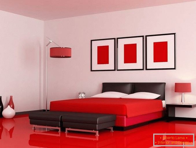designul dormitorului roșu, fotografia 25