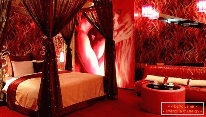 designul dormitorului roșu, fotografia 29