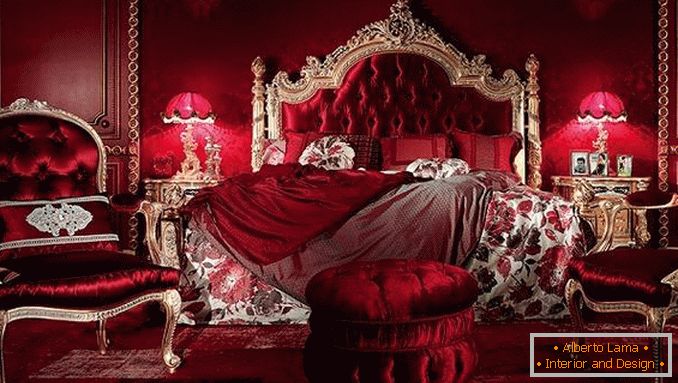 designul dormitorului roșu, fotografia 3