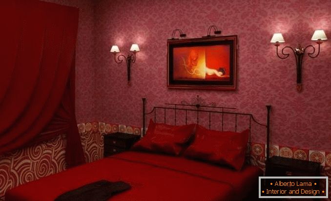 designul dormitorului roșu, fotografia 30