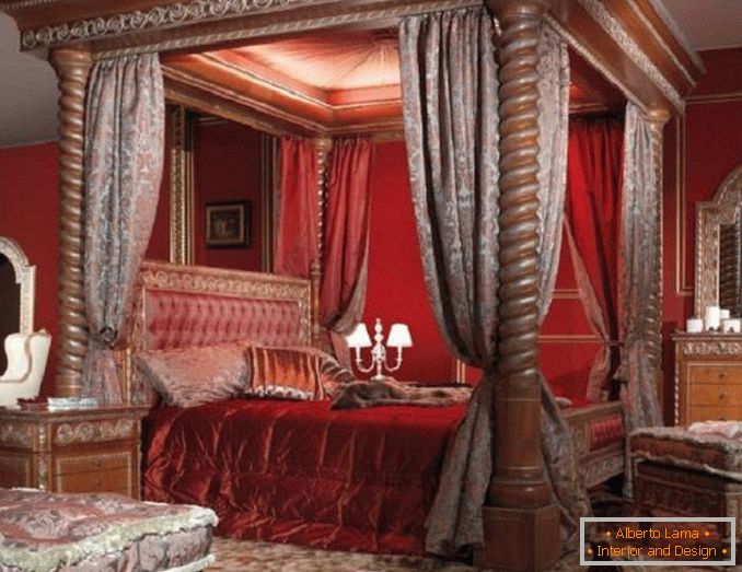 dormitor în design de culoare roșie, foto 5