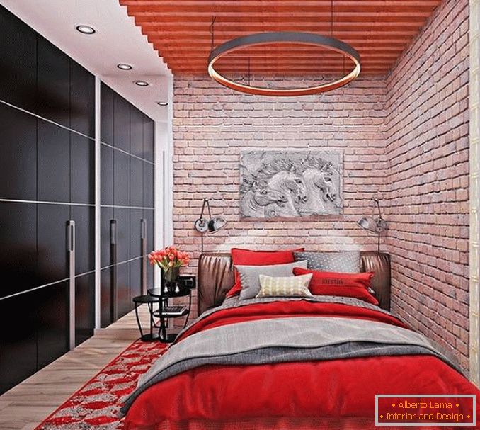 designul dormitorului roșu, fotografia 8