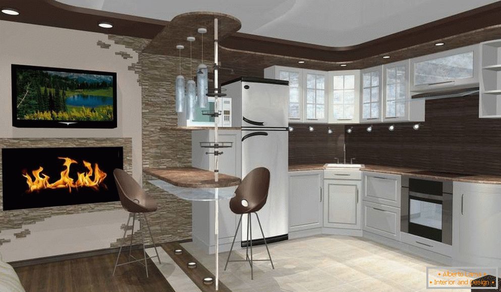modern дизайн кухни-студии
