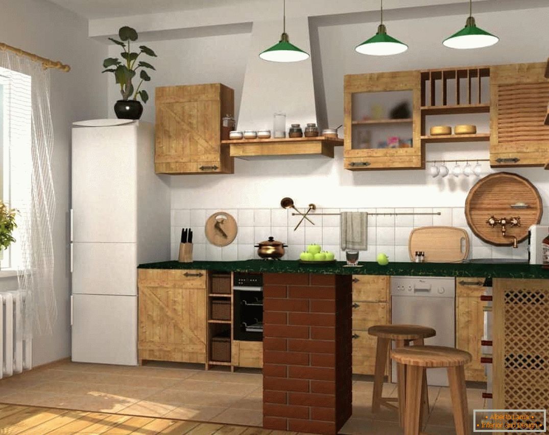 Bucătărie spațioasă cu fațade din lemn