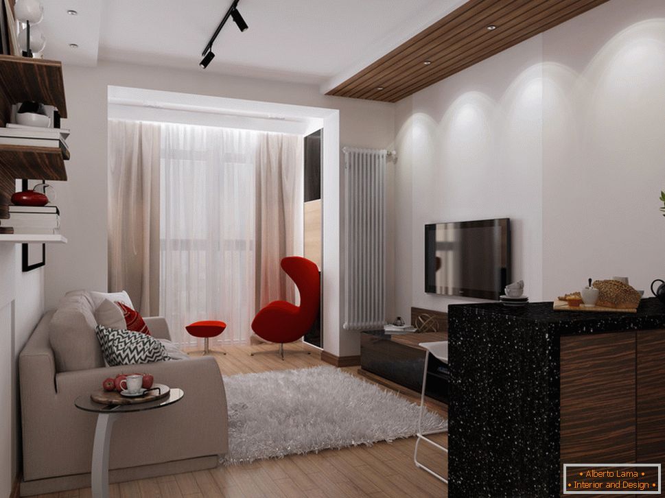 Proiectare apartament 30 mp m cu accente roșii - фото 3