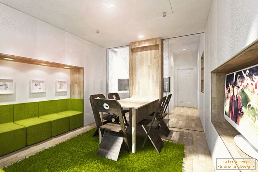 Design transformator de apartament: zonă de luat masa în camera de zi