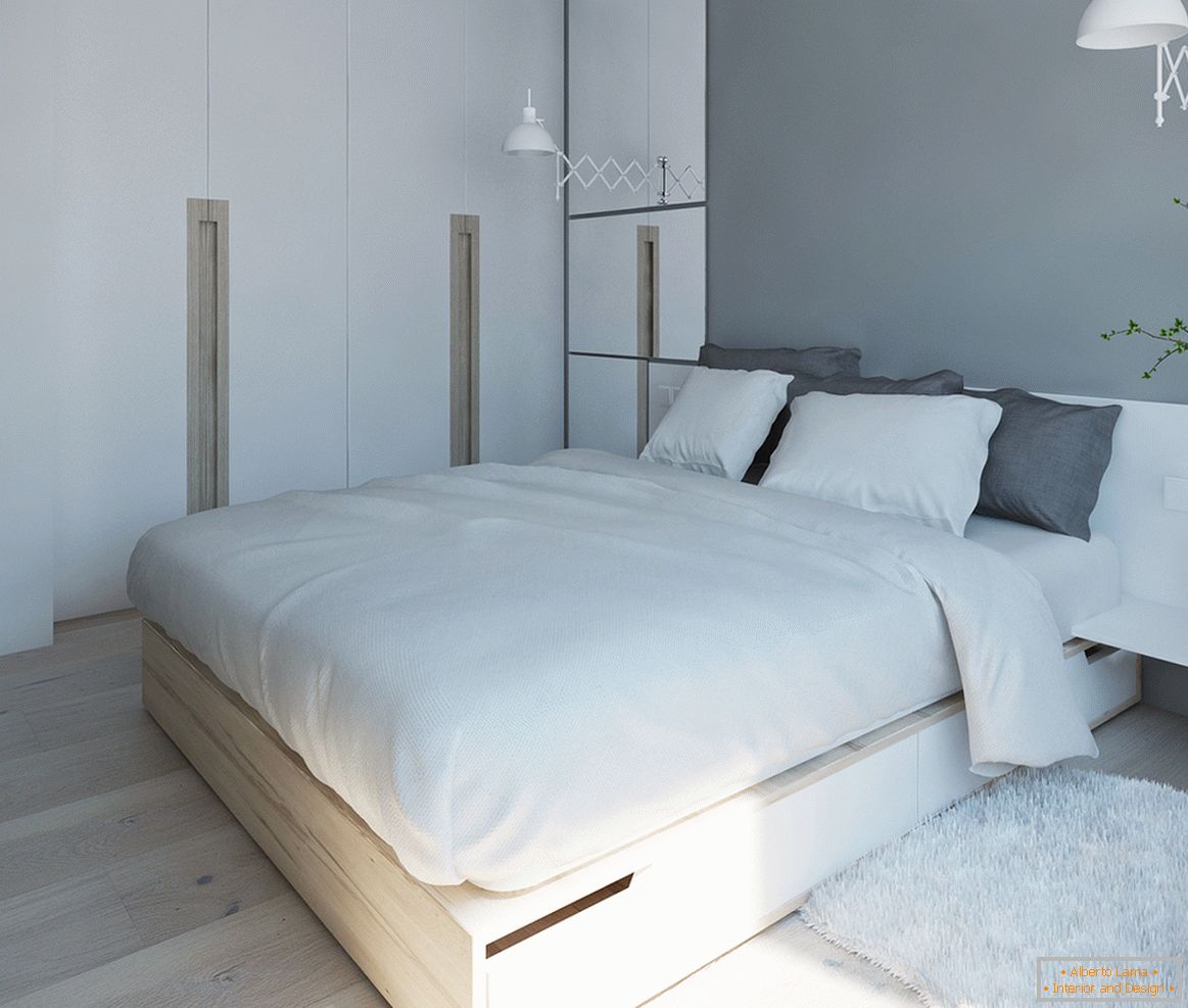 Dormitor în paletă alb-gri