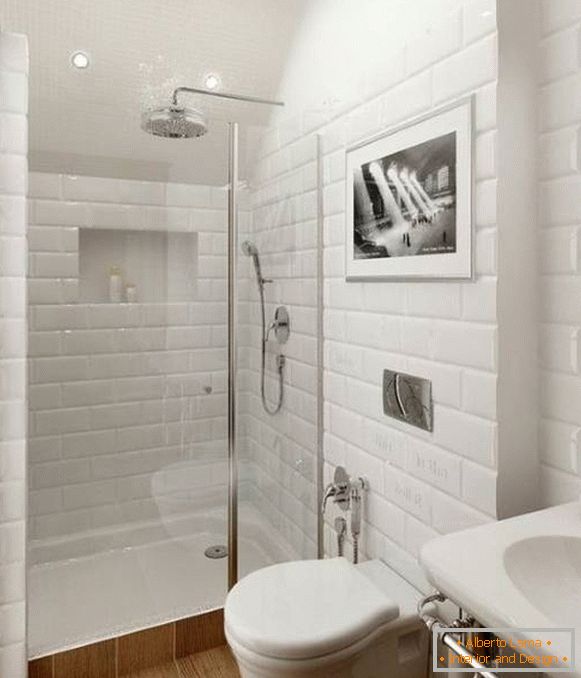 Designul unei băi combinate - fotografie cu cabină de duș