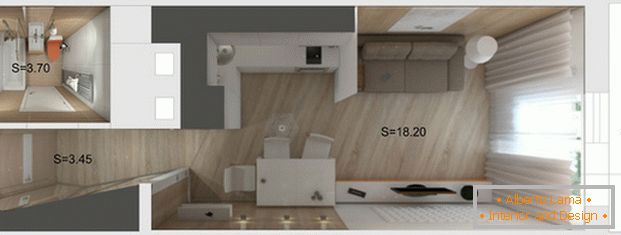 proiectarea unui mic apartament studio 25 кв м 