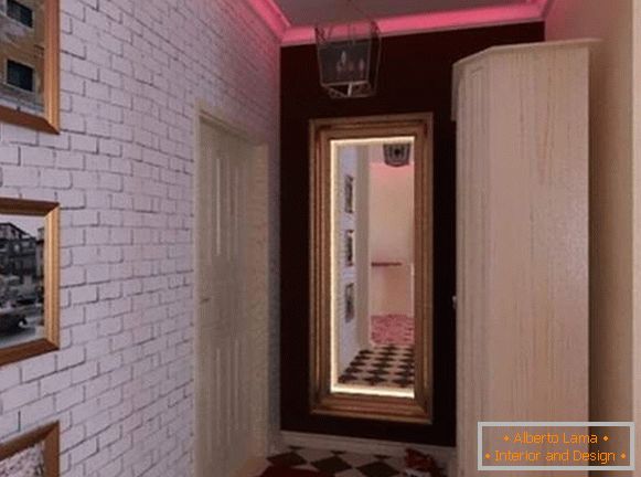Design loft de un apartament mic în Hrușciov - interior al holului