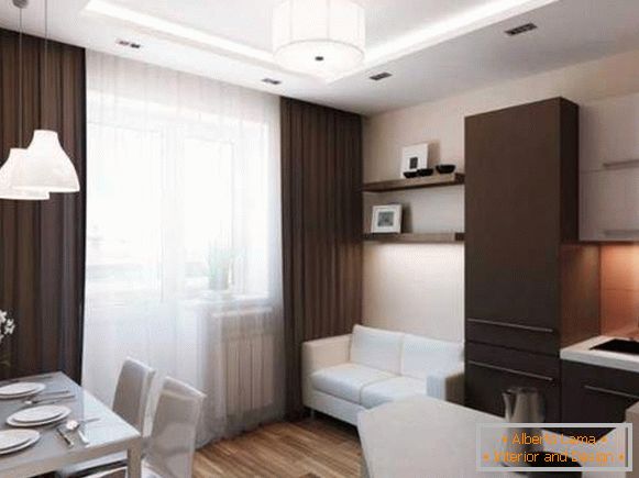 Designul unui mic apartament cu o cameră: o bucătărie în hol și un dormitor separat