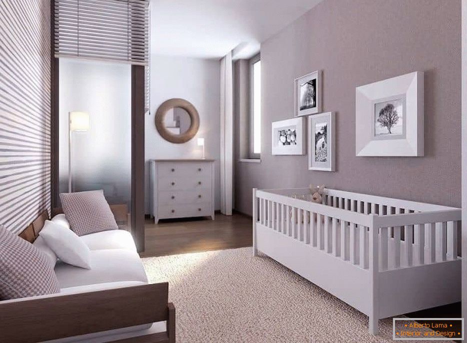 Un apartament cu o cameră pentru o familie cu un copil