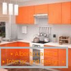 Bucătărie simplă în culoarea portocalie