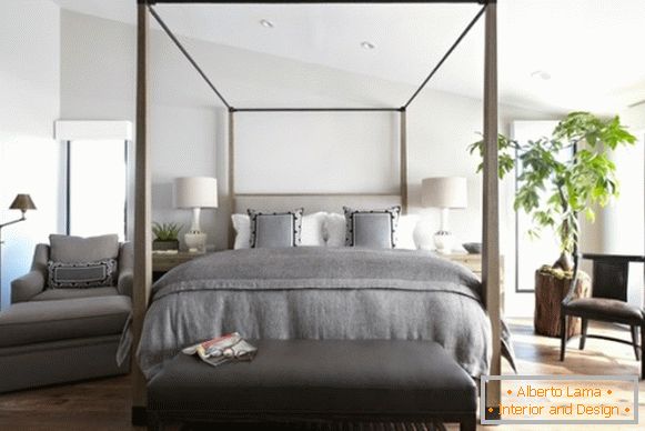 Design simplu în dormitor în stil eco