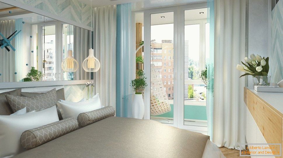 Dormitor cu usi panoramice spre balcon