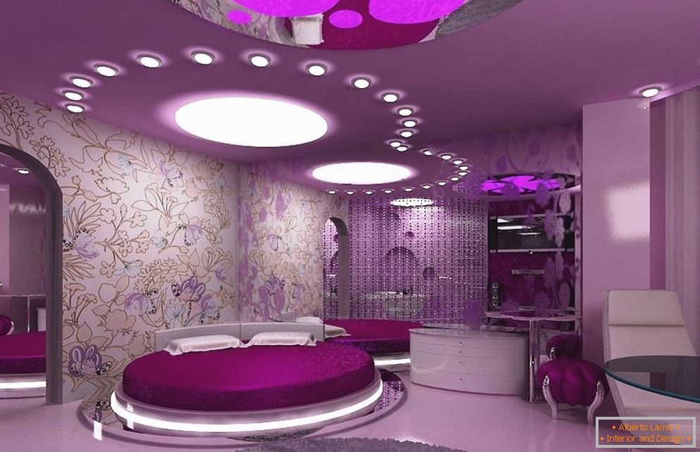 Purple dormitor într-un stil modern